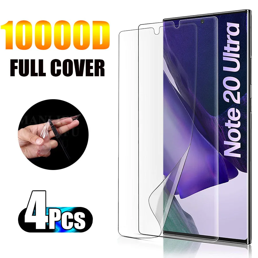 Película de hidrogel de cubierta completa para Samsung Galaxy Note 20 Ultra 10 Plus, Protector de pantalla amigable en Sansung Note 8 9 10 20, 4 Uds. - imagen 2