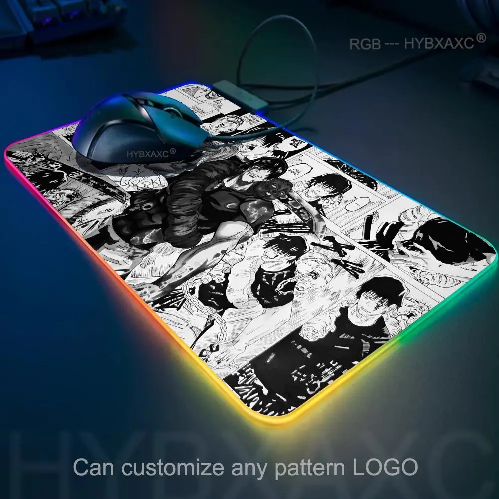 HYBXAXC Alfombrilla de ratón RGB Gaming J-jujutsu Kaisen Toji Fushiguro Alfombrilla de ratón Alfombrilla de escritorio HD Gamer Luz LED grande Alfombrilla de ratón XXL - imagen 2