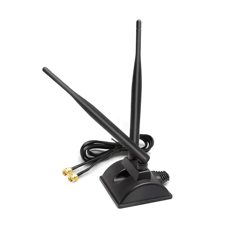 Antena de tarjeta de red MIMO de doble banda WiFi 2,4G/5,8G amplificador de señal 6dBi con extensión externa RP-SMA de Base magnética