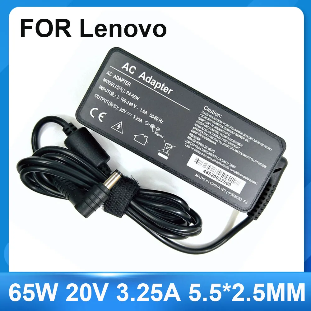Cargador de ordenador portátil de 65W 20V 3.25A 5,5*2,5mm para Lenovo U130 U350 U310 U410 U430 U450 Y430 Y460 Z360 G230 G430 G360 adaptador de cuaderno