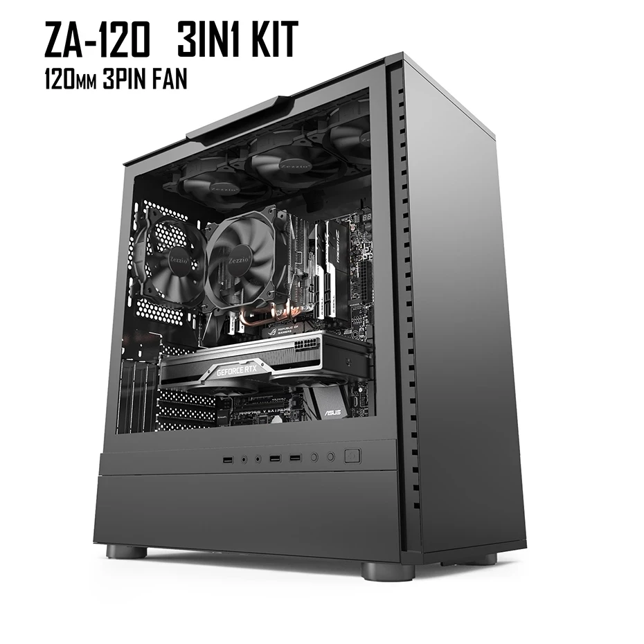 Zezzio-ventilador de refrigeración ZA-120 3 en 1 para ordenador, Enfriador de 120mm, CPU, 3 pines, Puerto Molex, 12cm - imagen 3