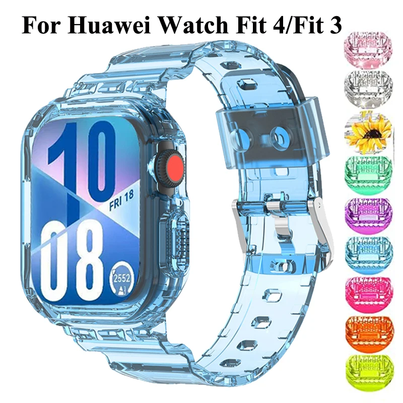Correa 2 en 1 + funda para Huawei Watch Fit 4, Correa de silicona para reloj inteligente Huawei Watch Fit 3/Fit 4, pulsera Correa con cubierta