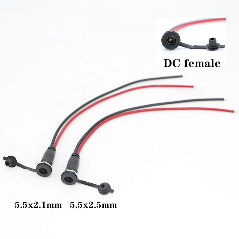 Cable de 20cm, 18awg, 2 pines, 5,5x2,1mm, 5,5x2,5mm, batería CC hembra, cable de alimentación, conector extensible con conector jack de cubierta - imagen 3