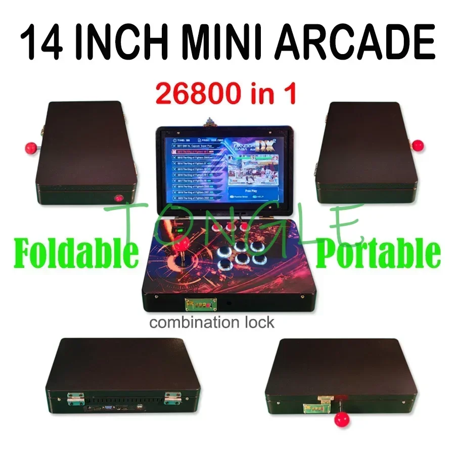 Nueva Mini consola de videojuegos Arcade de 14 pulgadas portátil plegable Moonlight Treasure Controller Stick Pandora DX 26800 en 1 720P HD - imagen 4