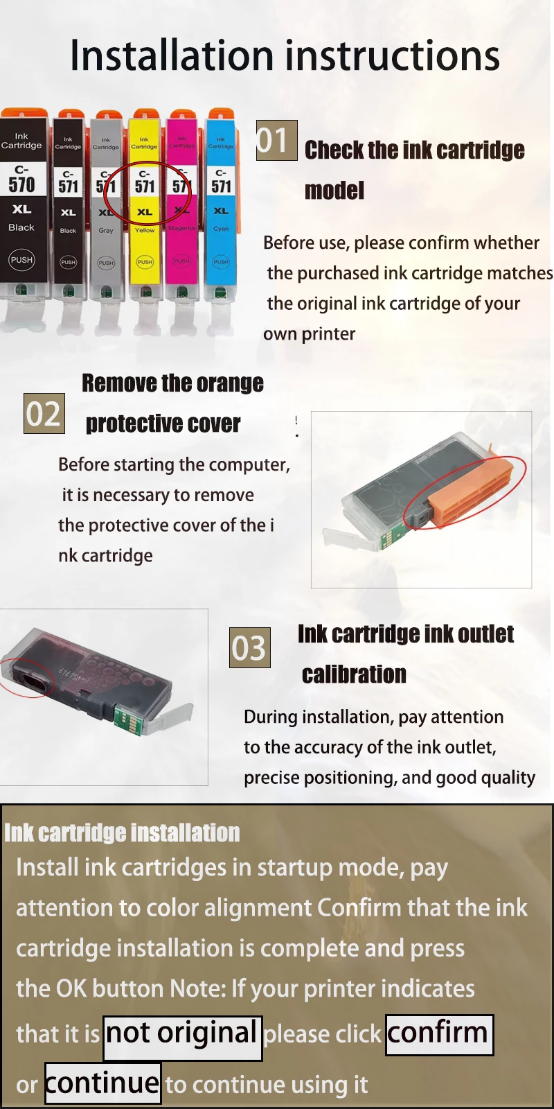 570 571 PGI-570 CLI-571 cartucho de tinta Compatible para Canon PIXMA MG5750 MG5751 MG5752 MG6850 MG6851 MG6852 TS6050 TS5050 5051 - imagen 5