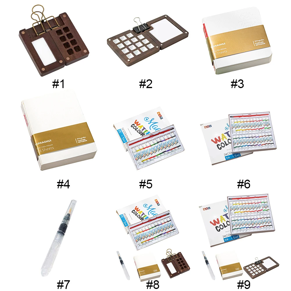 Libro de bocetos de acuarela con Clips de carpeta, juego de viaje de acuarela de artista de bolsillo, juego de viaje de acuarela portátil para dibujo de viaje - imagen 4