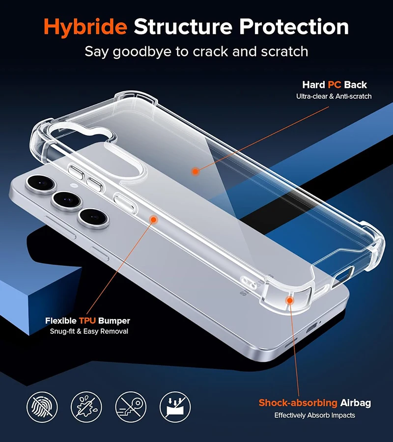 Funda híbrida a prueba de golpes para Samsung Galaxy S25 S24 S23 S22 S21 FE Ultra Plus A16 A55 A15 A35 A54 A34 A14 A53 A33 funda dura suave - imagen 2