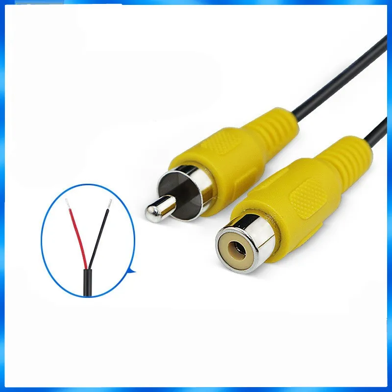 Cable de Audio Rca hembra/macho para coche, Conector estéreo de vídeo único Av, Cable de extensión, Cable de reparación de bricolaje, 15cm, 2 pines