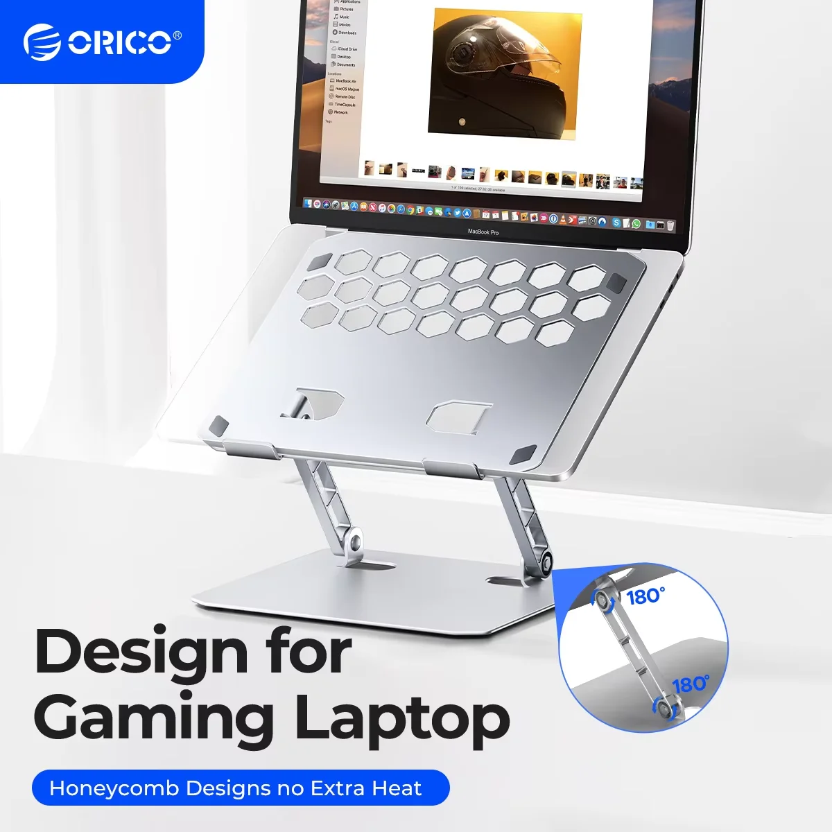 ORICO Soporte para ordenador portátil USB 3.0, para ordenador portátil (11-15,6 pulgadas), compatible con MacBook Pro/Air, Dell, Lenovo (plata) - imagen 2