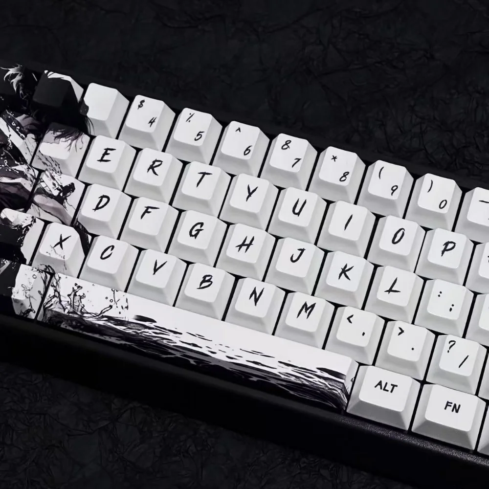 133 teclas de personalidad samurái Keycap PBT Cherry Keycap esquema de colores blanco y negro para teclado mecánico 60/84/98/108 - imagen 3