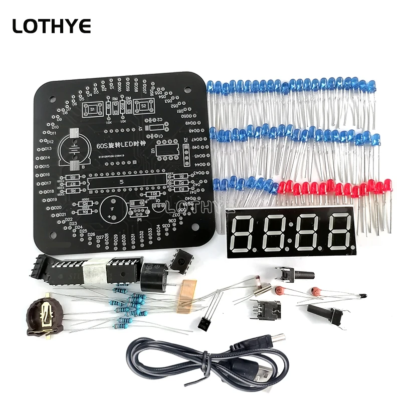 Reloj electrónico Digital giratorio LED, Kit electrónico DIY, Control de luz, pantalla de temperatura, despertador, conjunto de soldadura 51 SCM - imagen 3