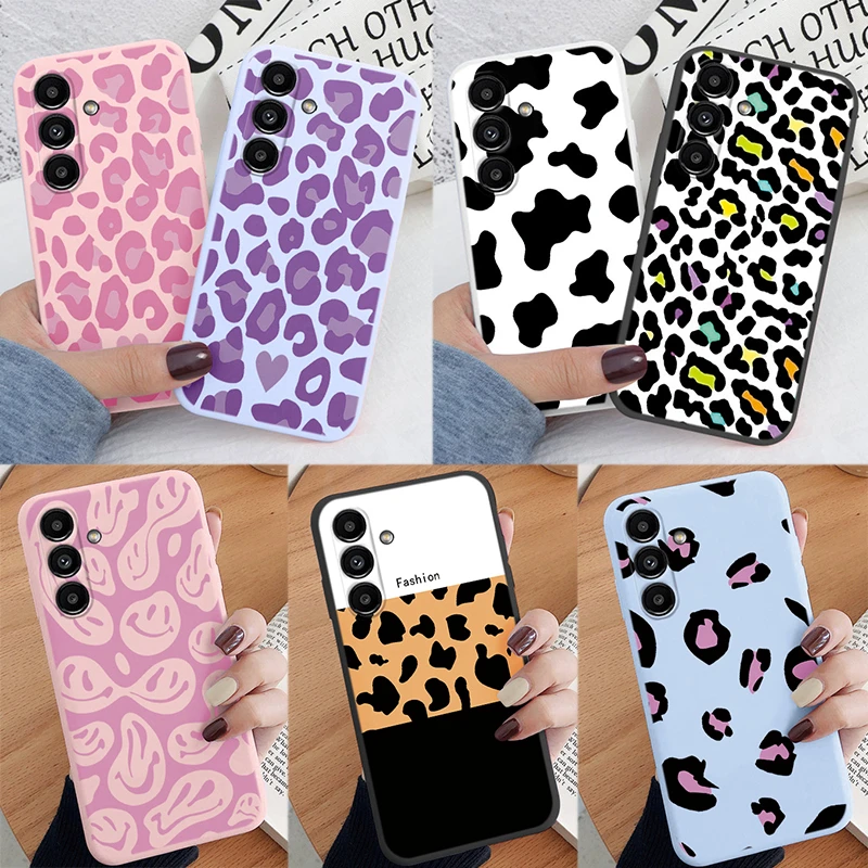 Funda de teléfono con estampado de leopardo para Samsung Galaxy A24 A54 A55 A34 A56 A16 4G, funda protectora trasera de silicona suave