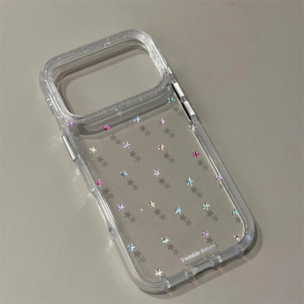 Funda trasera transparente Imd con estrellas brillantes para Iphone 17 16 Pro Max 13 14 15 Promax Ins Protector a prueba de golpes - imagen 4