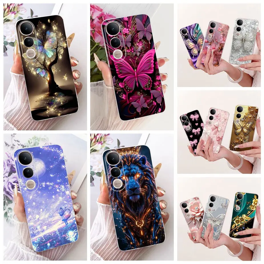 Para Vivo V50 Lite 4G 5G funda V2441 elegante mariposa cubierta pintada suave funda de teléfono delgada para Vivo V50 5G V2427 V 50 V50Lite Shell