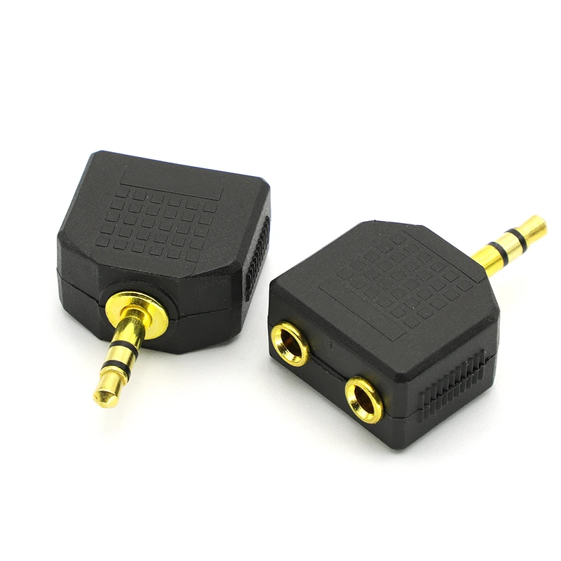 2PCS Mini Stereo 3.5mm Audio Jack Male to Dual 3.5mm Female Double Earphone Headphone Y Splitter Adapter Plug for MP3 Phone