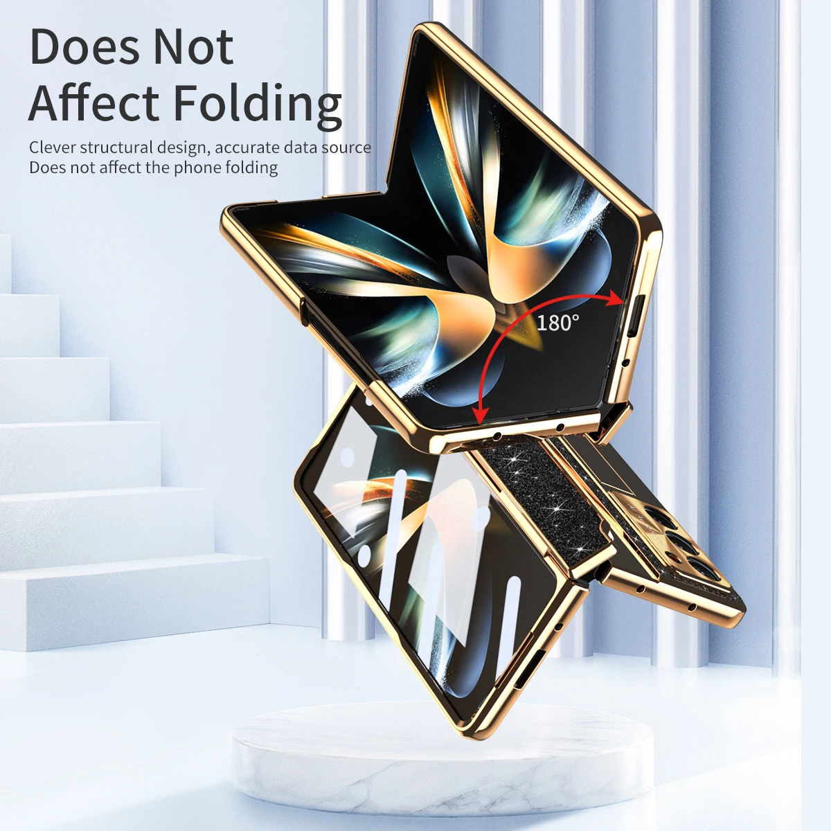 Para Samsung Galaxy Z Fold 6 5 4 3 funda de lujo galvanizada soporte plegable bisagra protectora a prueba de golpes para Galaxy Z Fold6 - imagen 4