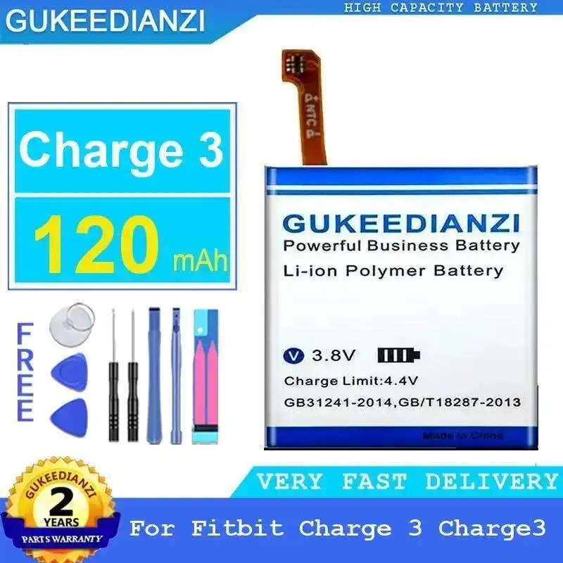 Batería de pulsera deportiva de repuesto confiable para Fitbit Charge 3 Charge3, duradera, 120Mah