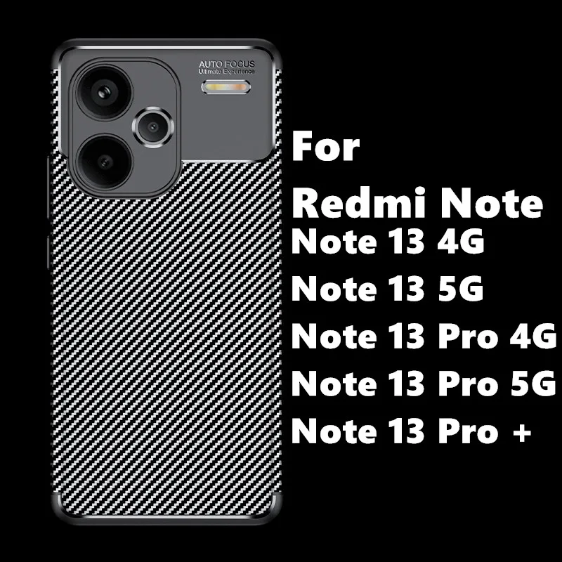 Para Redmi Note 13 Pro Plus funda para Redmi Note 13 Pro cubierta de fibra de carbono a prueba de golpes parachoques protector de silicona para Redmi Note 13 - imagen 2