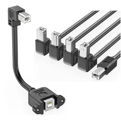 Cable de extensión USB 2,0 B macho a USB B hembra para impresora, montaje en Panel, izquierda/arriba/abajo/ángulo derecho, 90 grados, agujero de tornillo