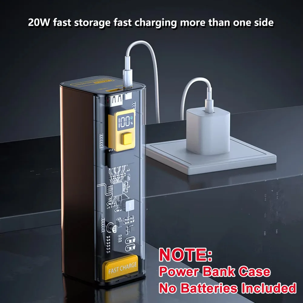 Caja de cargador de batería DIY, caja de carga rápida de doble dirección LCD portátil PD22.5W para 8x21700 - imagen 5