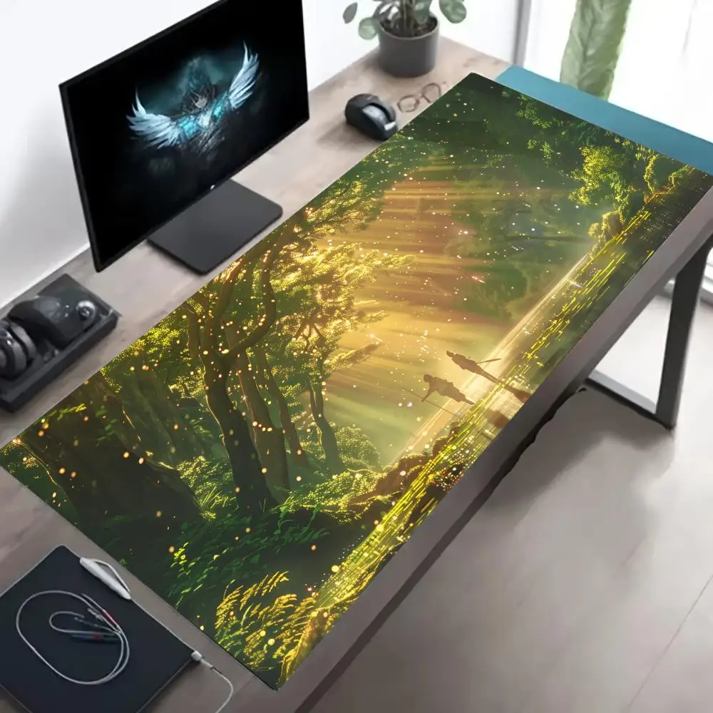 Alfombrilla de ratón de bosque de fantasía, alfombrilla grande para ratón XXL, alfombrilla de goma para juegos con cerradura para teléfono, alfombrilla para escritorio, monitor de ordenador, jugadores, trabajo y oficina - imagen 2