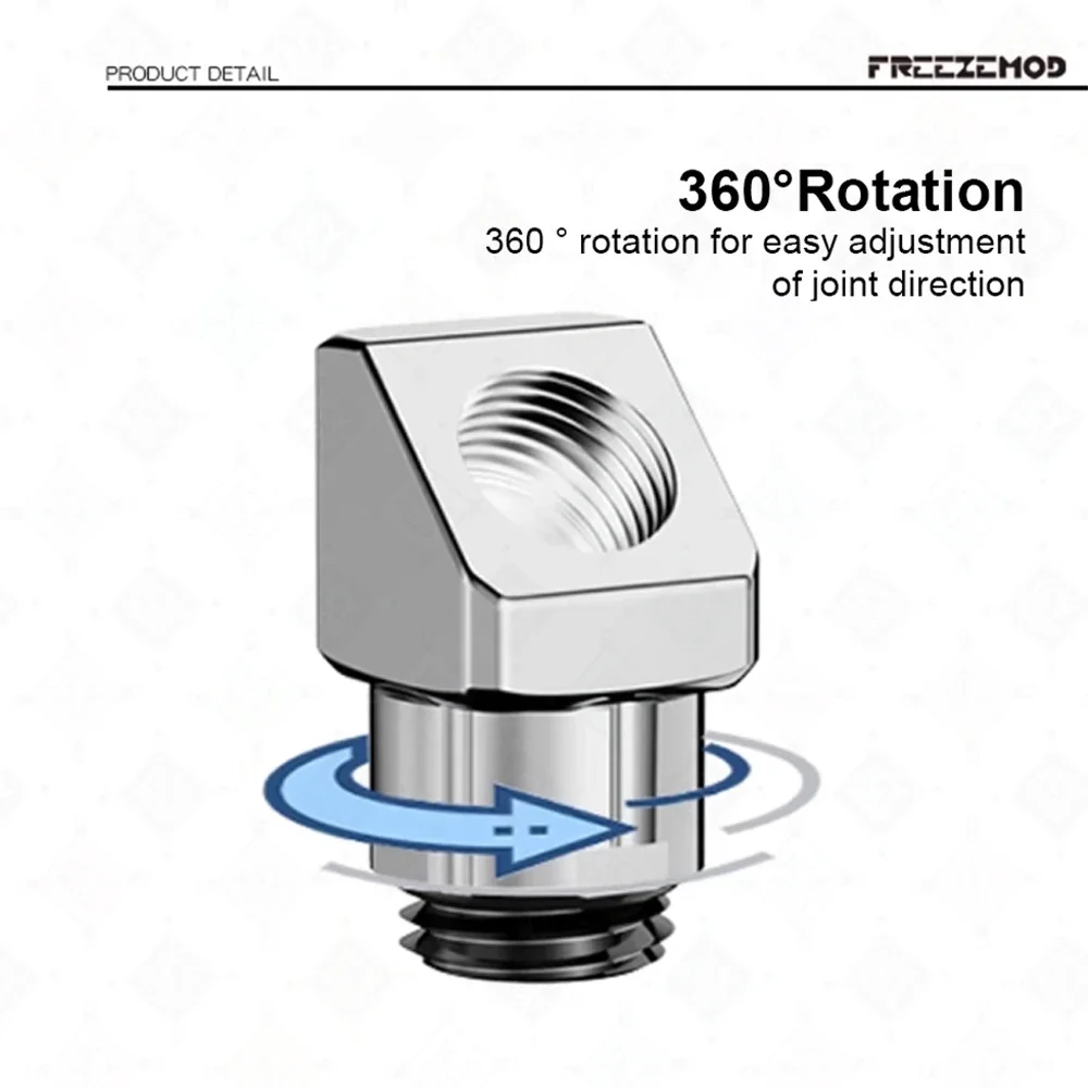 FREEZEMOD Accesorio giratorio de 45 grados Rosca G1/4 Dientes interiores y exteriores Par de latón 360 °   Rotación MOD PC Refrigeración por agua - imagen 5
