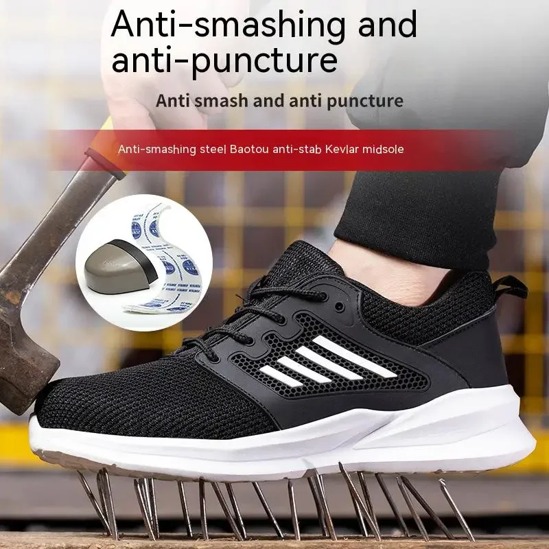 Zapatillas de trabajo con punta de acero para hombre, zapatos de seguridad, botas de trabajo a prueba de perforaciones, calzado Indestructible de moda - imagen 2
