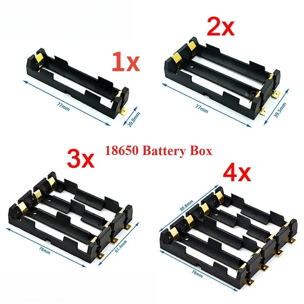 1x2x3x4x18650 caja de soporte de batería de litio contenedor de carga caja de almacenamiento de banco de energía SMT SMD caja de soporte de batería