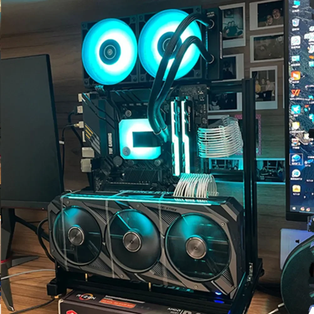 Caja de PC MOD, gabinete para jugadores DIY ITX/MATX/ATX, estante de marco abierto, enfriador de agua, chasis para juegos de ordenador de escritorio, personalidad Vertical - imagen 5