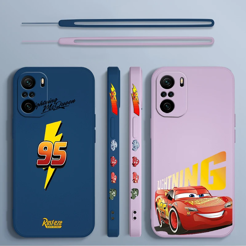 Coches Lightning McQueen para Xiaomi Redmi Note 13 12 12Pro 11 11S 11T 10S 10 Pro Plus 5G funda de teléfono con cuerda izquierda líquida - imagen 5