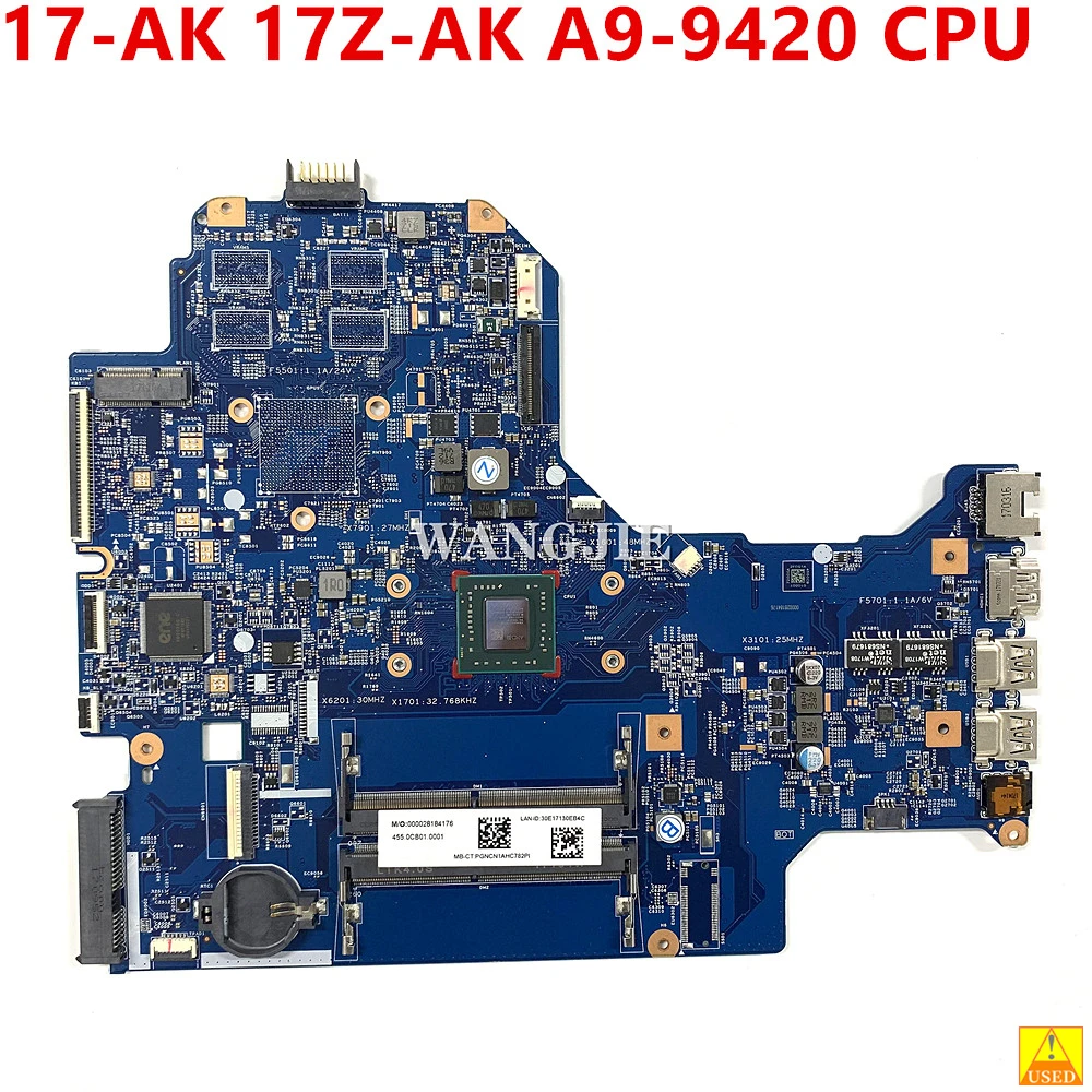 Para HP PAVILION 17-AK 17Z-AK placa base de computadora portátil 926190-001 926190-601 16892-1 con A9-9420 CPU 448.0CB02.0011