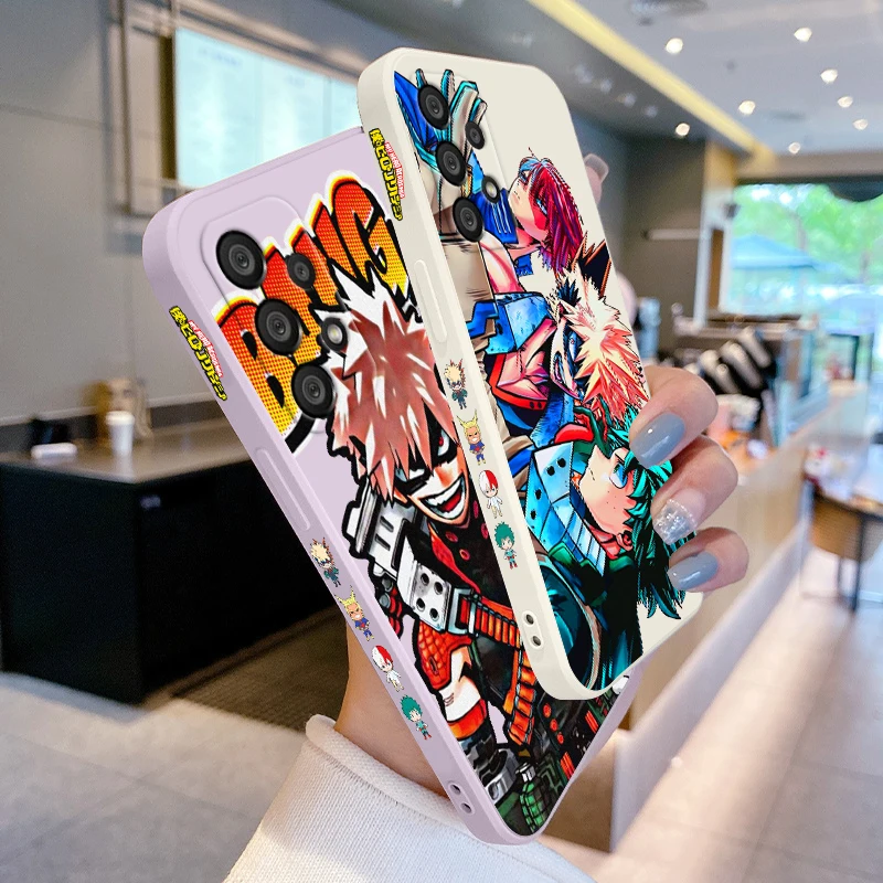 Funda de teléfono Anime My Hero Academia para Samsung A73 A53 A33 A52 A32 A71 A51 A21S A50 A30 5G Funda de cuerda izquierda líquida - imagen 3