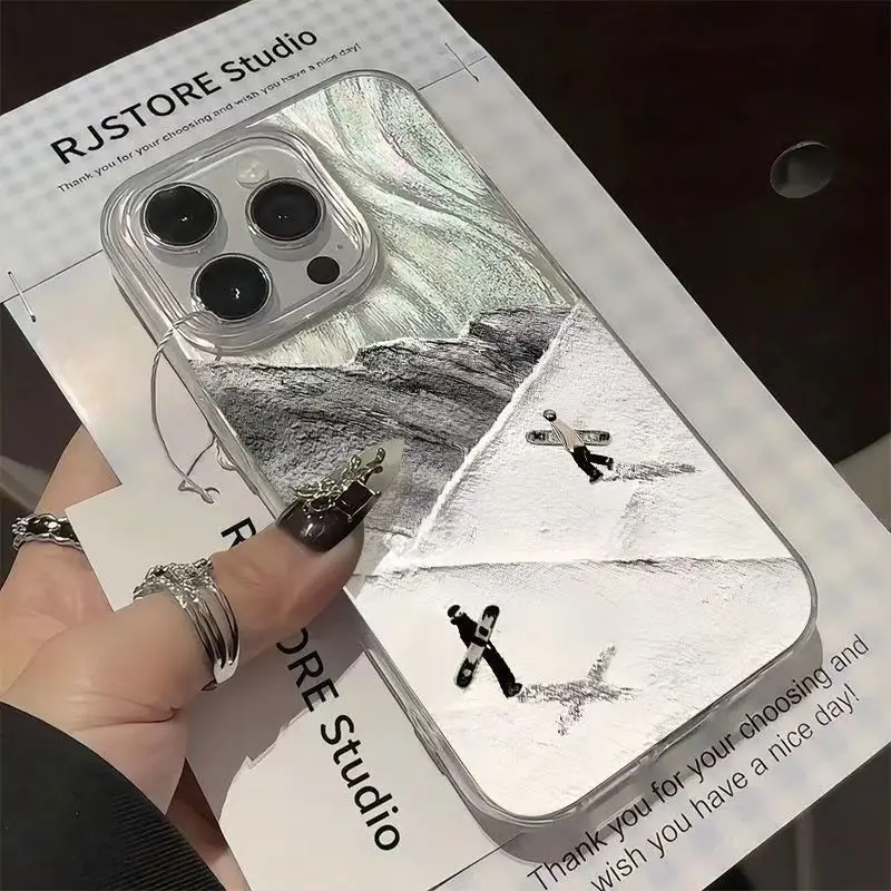 Funda de teléfono con motivo de esquí de montaña creativo para Xiaomi Poco X6 X5 M6 Pro X7 F7 Mi 11 Lite 5G 14T 13T cubierta de parachoques de silicona a prueba de golpes - imagen 5