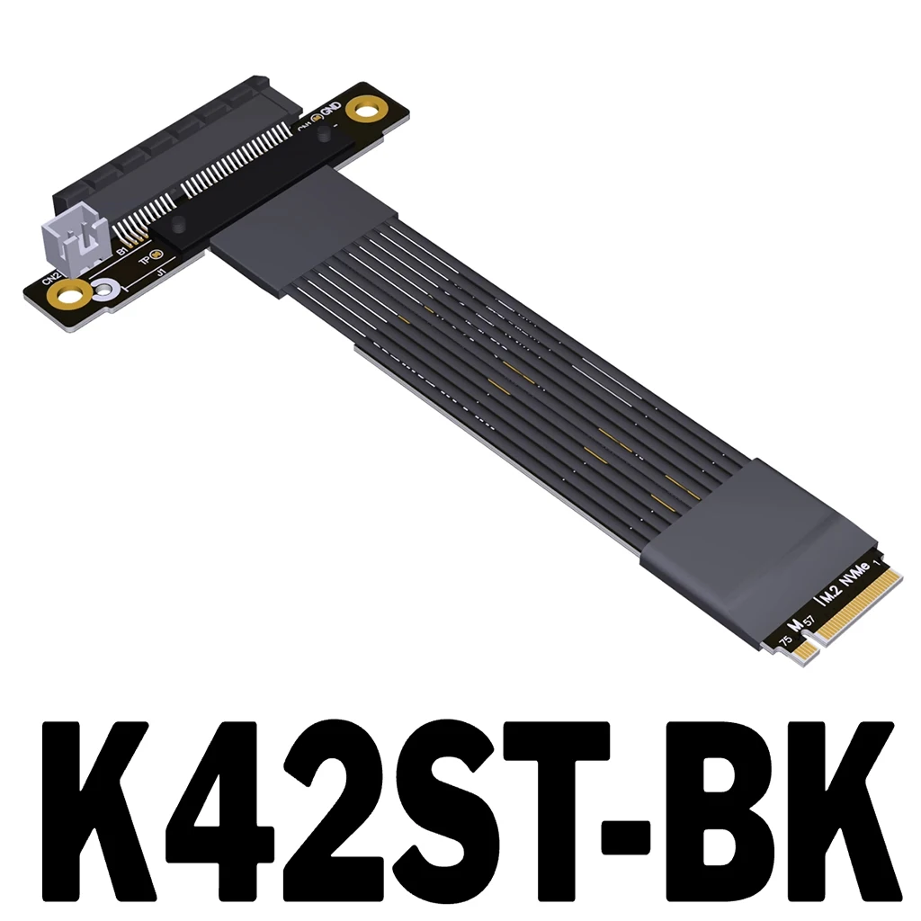 Para NVMe M.2 a PCI Express 5,0 x4 Cable de extensión Cable plateado de alta velocidad GEN5 PCIe 5,0 4X a M.2 para NVMe 2242 2280 SSD - imagen 3