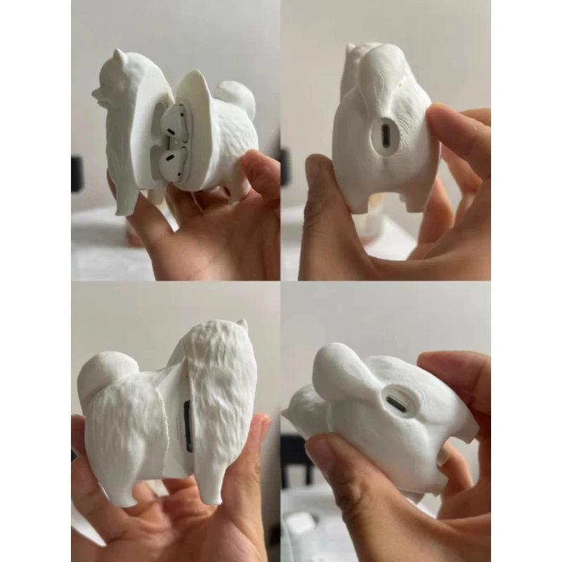Funda bonita para auriculares con diseño de cachorro Pomerania para Airpods Pro1 2, decoración personalizada con estampado 3D Pla, funda original para auriculares AirPods1/2/3 - imagen 3