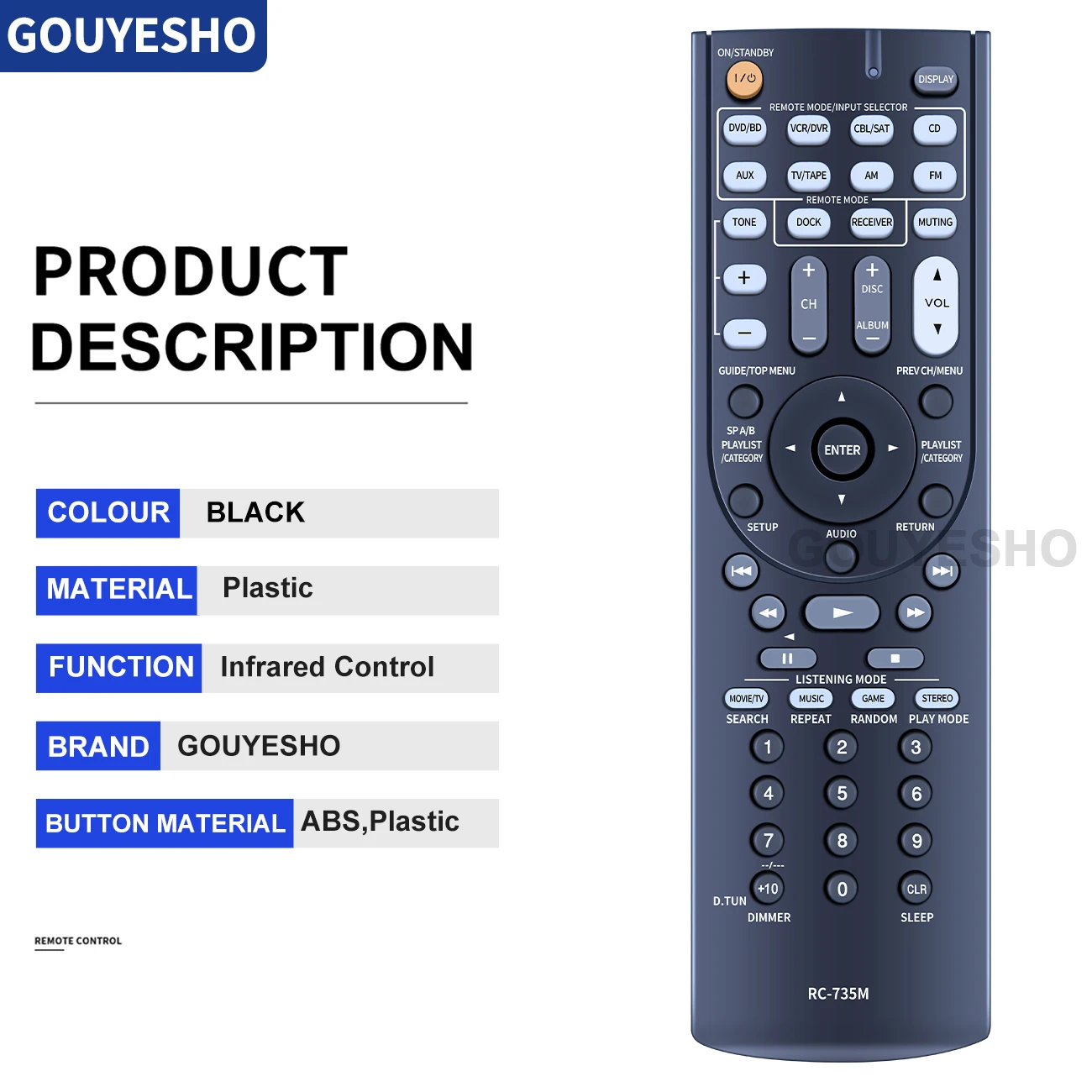 Nuevo Control remoto para Onkyo RC-735M RC-743M TX-NR616 TX-NR626 HT-S5400 HT-S5500 - imagen 5