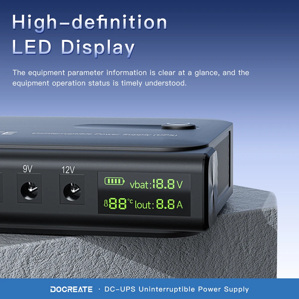 Pantalla Digital UPS fuente de alimentación ininterrumpida 18650 batería de litio banco de energía enrutador Wi-Fi banco de energía 9V-24V DC1036L - imagen 3