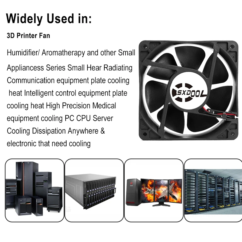 1 Uds SXDOOL 120mm 12CM 12038 ventilador de refrigeración 120X120X38mm ventilador de cubierta de computadora 12V 24V enfriador de refrigeración de doble manga de bola - imagen 5