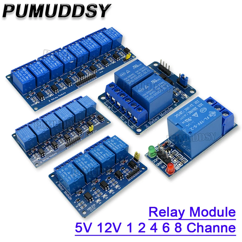 Módulo de relé con optoacoplador para Arduino, 1, 2, 4, 6, 8 canales, 5V, 12V, salida de 1, 2, 4, 6 y 8 vías