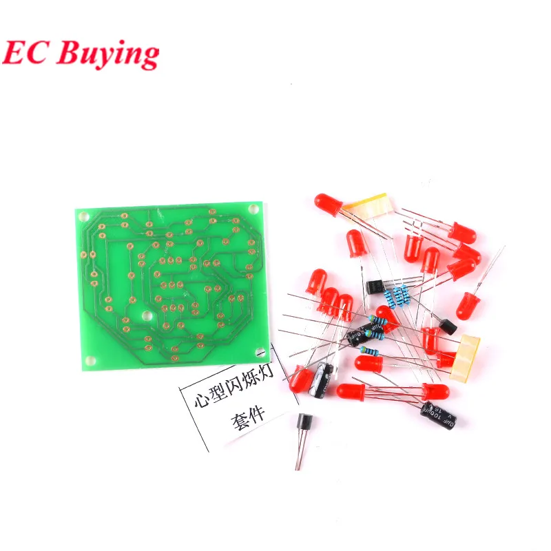 Módulo LED colorido en forma de corazón, luz de agua de amor STC89C52, diseño de piezas y componentes, Kit electrónico, tablero de práctica de soldadura - imagen 4