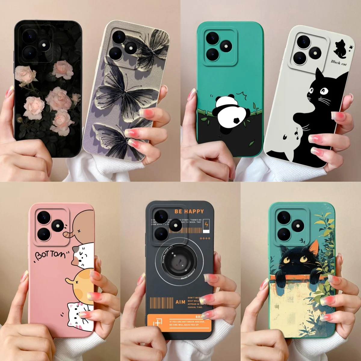 Para Realme Note 50 funda para Realme Note 60 funda de teléfono lindo gato protección completa contraportada suave parachoques de silicona líquida para