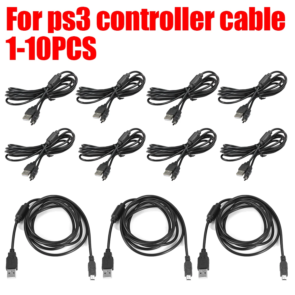 Cable de carga USB para Playstation 3, Cable de carga de 1,8 M para mandos de consola de juego inalámbrico Sony PS3, Línea alámbrica con anillo magnético