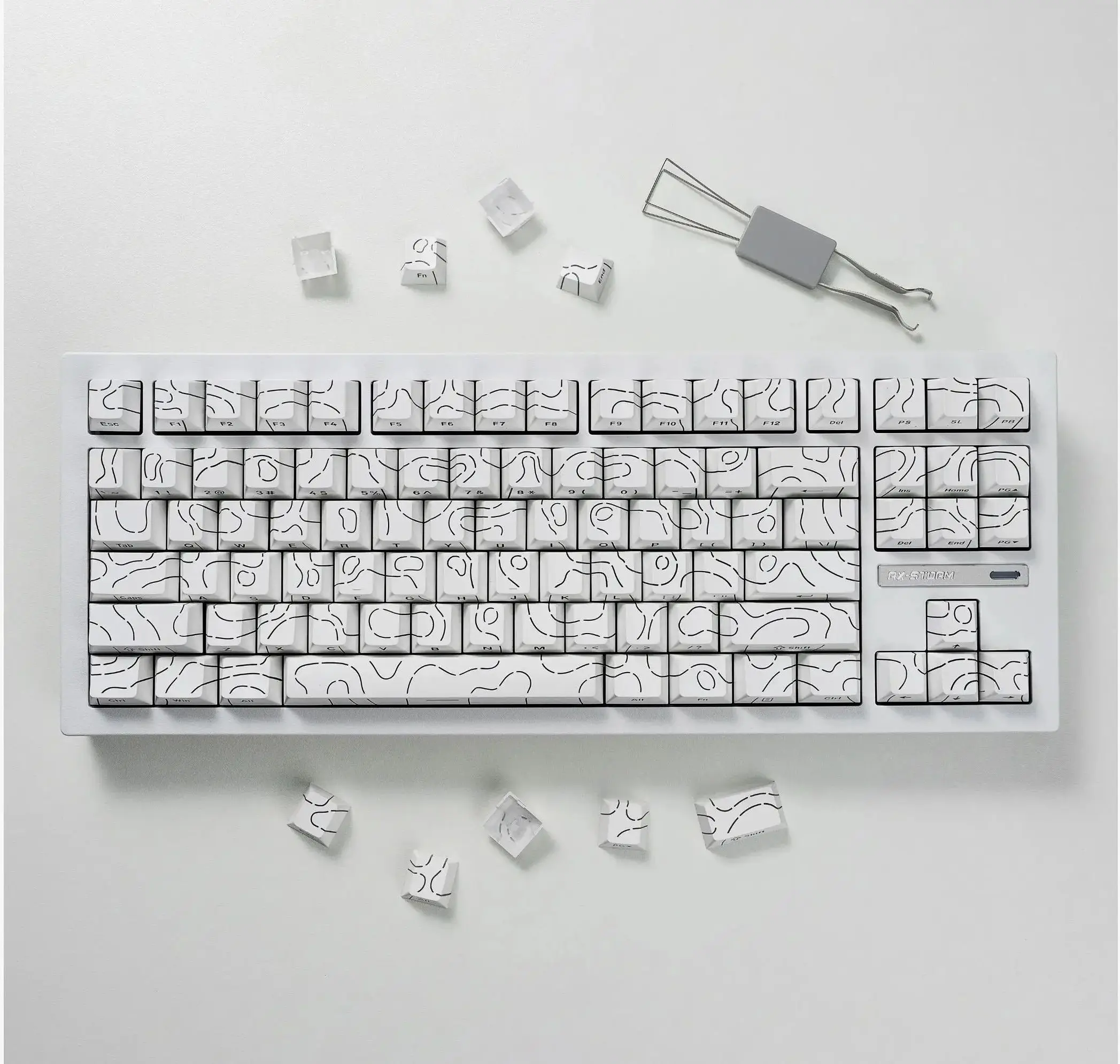 Teclas topográficas blancas de 98 teclas, teclas PBT 4,0, doble disparo, impresión lateral, brillo a través de teclas retroiluminadas para teclado mecánico MX Gamer - imagen 5