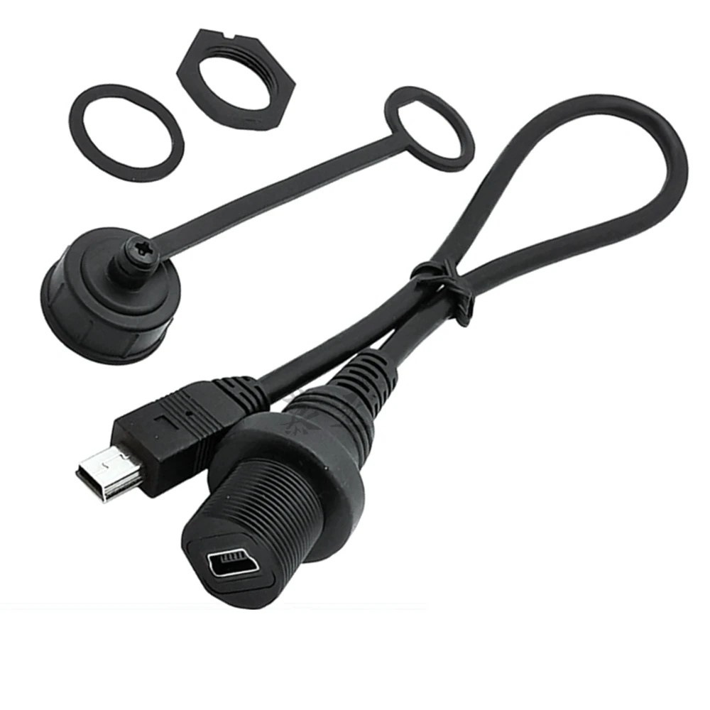 Mini Cable impermeable USB 2,0 IP67, Mini USB 5 pines IP 67 macho a hembra montaje en Panel cable de extensión de conector a prueba de agua 30cm - imagen 3