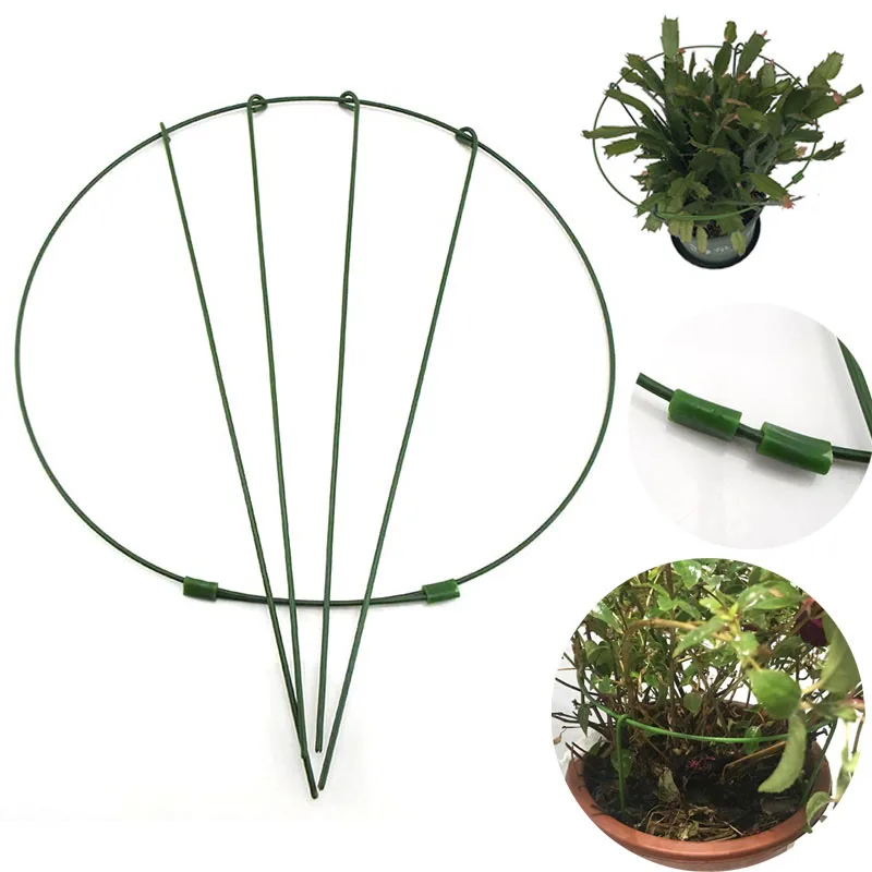 Soporte de Metal redondo ajustable para plantas y flores de jardín, soporte circular para anillo de estaca, herramientas de jardinería de hierro para escalar para bonsái Veg q - imagen 2