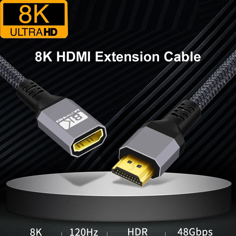 Cable de extensión HDMI 2,1 de 0,3 M 8K HD 1080P/4K/Cable extensor 48Gbps HDMI Cable macho a hembra para proyector extensor de interruptor PS4 - imagen 4