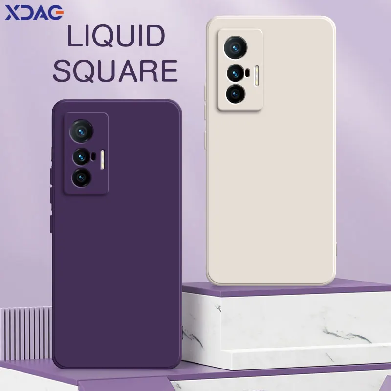 Funda cuadrada de silicona líquida para VIVO X70 Pro Plus 5G, protector de cámara 360 a prueba de golpes, Funda suave para teléfono VIVOX70 X70Pro - imagen 2