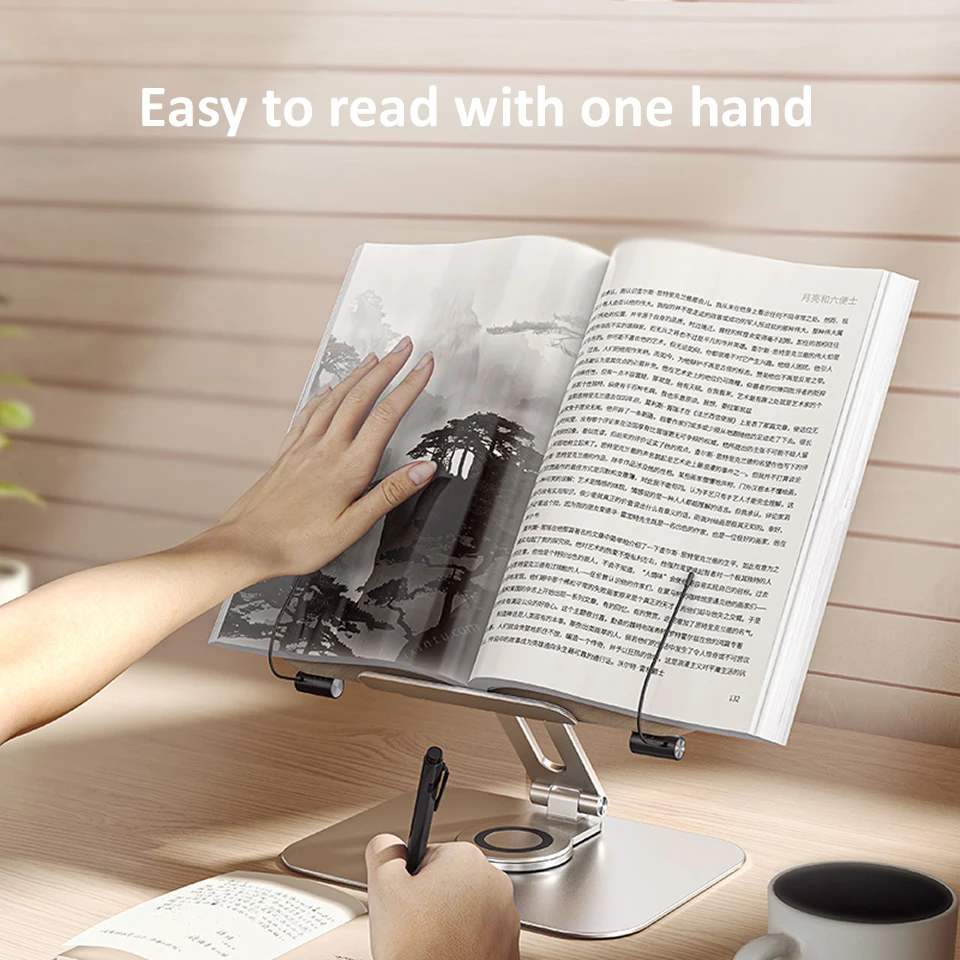 CABLETIME-Soporte de madera para lectura de ordenador portátil, estantería de escritorio para estudiantes, soporte para libros, altura ajustable, soporte perezoso para tableta S21 - imagen 4