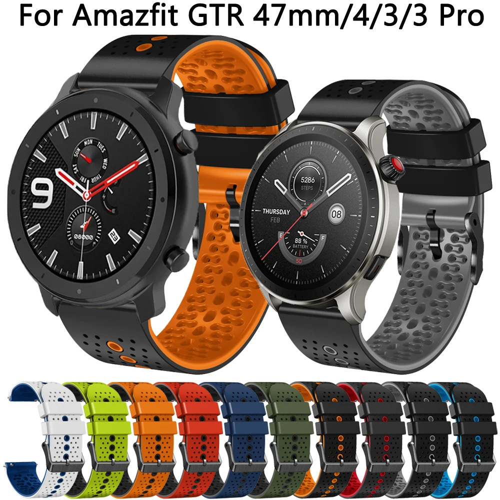 Correa de silicona de 22mm para Xiaomi Amazfit GTR, pulsera de reloj de 47mm para Amazfit GTR 4 3 Pro 2 2e, correas de repuesto