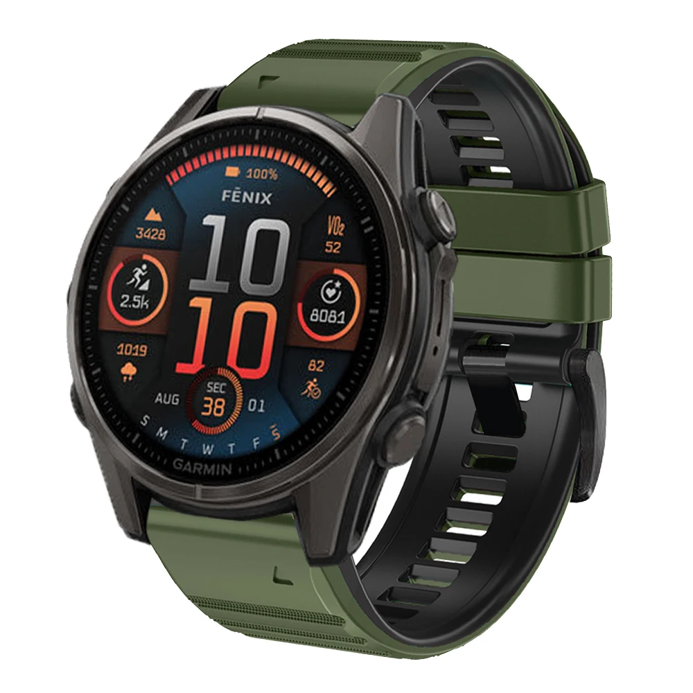 Correa de silicona de 22mm y 26mm para Garmin Fenix 8 E 7 7X 6 6X Pro 5X 5 Plus, pulsera Epix Pro Gen 2 47/51mm Forerunner 945 - imagen 3